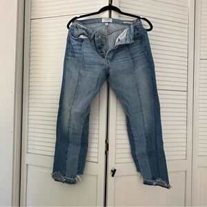 Frame Nouveau Le Mix Denim Cropped Blue Jeans